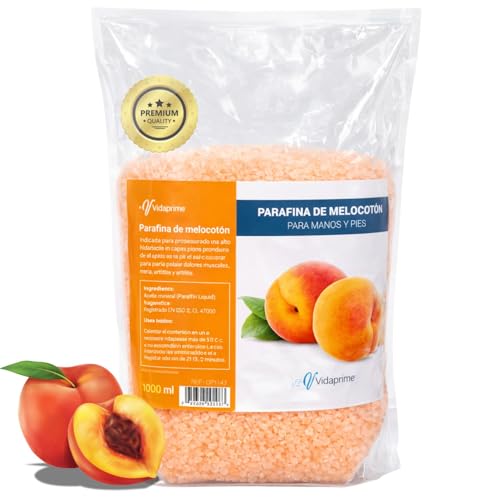 PARAFINA para Manos y Pies REHABILITACIÓN 1000ml - Masaje de Parafina Aroma Esencias de Melocotón - Baño Parafina PROFESIONAL - Termoterapia Dolor Muscular + Artritis Artrosis Manos y Pies