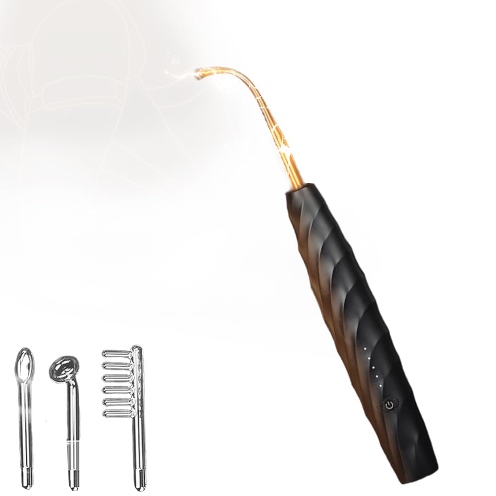 Elektroschocker BDSM Massagestab mit sichtbarem Stromfluss und 4 austauschbare Aufsätze, 5 Modi Elektrostimulation Massagegerät, USB-aufladbar Erotik Sexspielzeug für Männer, Frauen & Paare