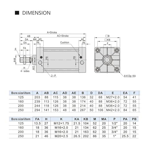 Vérin pneumatique SC100 pour automatisation industrielle double effet - 6