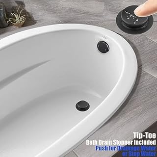 Artiwell 1-1/2" Black Tubular Bath Drain Kit with Tip-Toe Bath Drain Stopper, Touch-Toe Tub Drain, Tip Toe Bathtub Drain Waste and Overflow with Plug and Bathtub Overflow Drain Cover, Matte Black