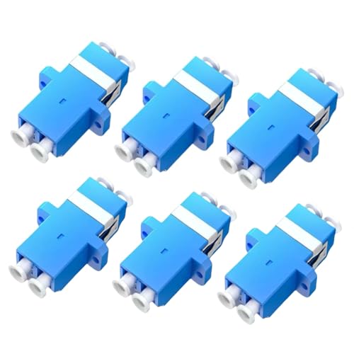 EZYUMM 6 Pack Single Mode Fiber LC to LC Adapter, Duplex Coupler (SM, 9/125μm), Blue Flange Type for Secure Fiber Optic Cable Connections
