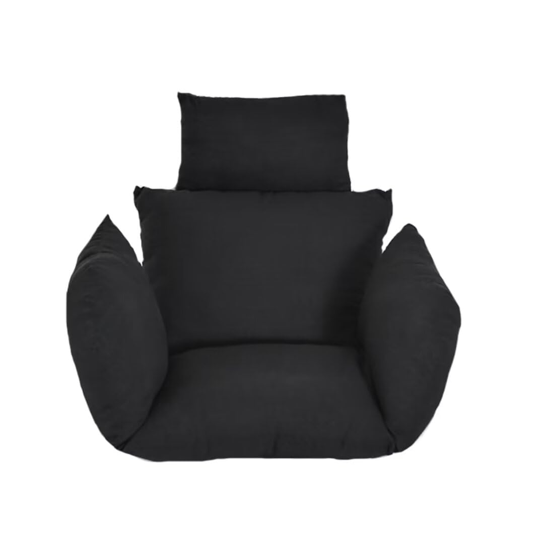 UGZXCVBN Egg Chair Cushion, Black Hanging Basket Swing Chair Cushion With Pillow For Indoor Outdoor Use