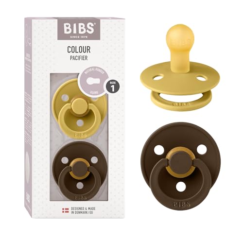 Image of Bibs Pacifiers Color Collection, Set of 2 BPA-Free Latex Pacifiers Made in Europe, Round Nipple Baby Pacifier.