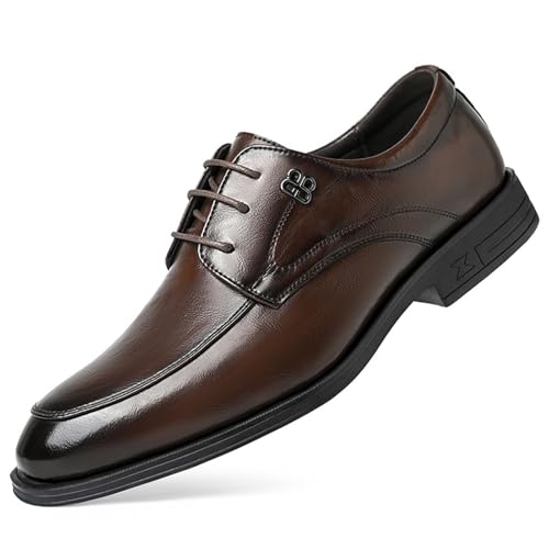 Men’s Comfort Oxfords Dress Shoes, Round Toe Lace-up Fashion Leather Tuxedo Business Wedding Derby Cap Toe Dress Shoes