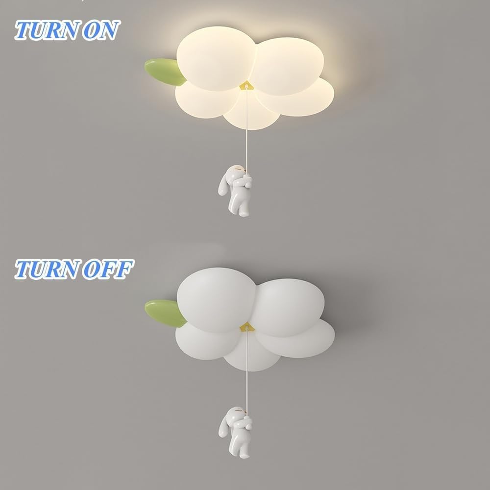 20" Modern Ceiling Light Fixtures, LED Kids Room Chandelier Close to Ceiling Lamp, 3-color Dimming Cartoon Semi Flush Mount Ceiling Lights for Bedroom