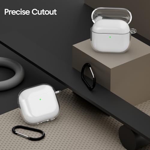 Image of Sounce Earphone Case Cover Compatible for Airpods 4 Case 2024, Soft Silicone Skin Case Cover Shock-Absorbing Protective Case with Keychain, Transparent Designed Soft TPU Protective Cover(Transparent)