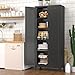 Polup Pantry Cabinet, 75 Inch Tall Kitchen Storage Cabinet, Metal Pantry Cabinets with Doors and Adjustable Shelves, Black Freestanding Food Cupboard for Living, Dinning Room-Assembly Required