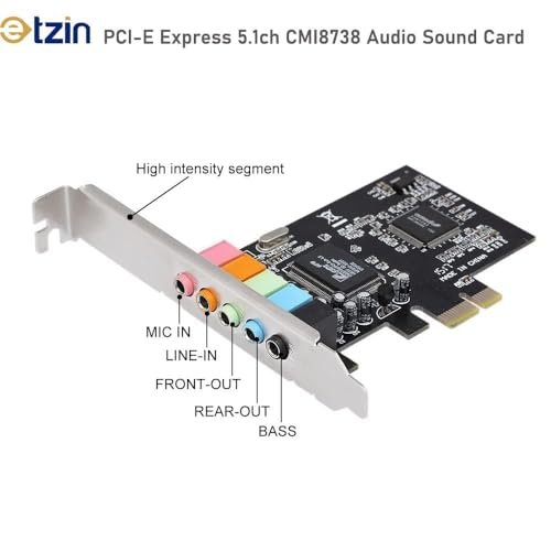 Etzin PCI-E 1X PCIe Sound Card, 5.1 Internal Sound Card for PC Windows 10 with Low Profile Bracket, 3D Stereo PCI-e Audio Card, CMI8738 Chip... - Image 3