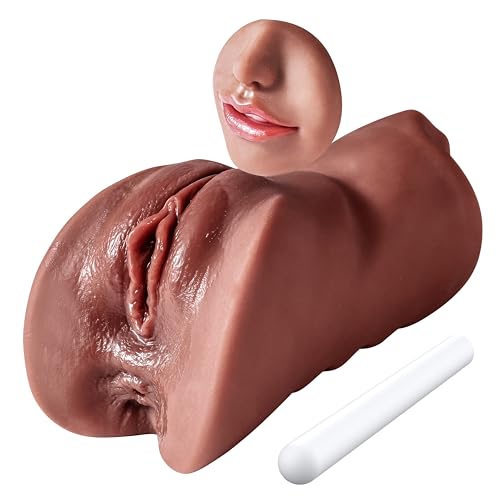 Image of 3 in 1 Pocket Pussy Male Masturbator, Adult Sex Toys with 3D Textured Vagina & Tight Anus & Drying Stick, Sex Doll Male Blowjob Stroker with Real Mouth Tongue for Man Masturbation Pleasure (Black)