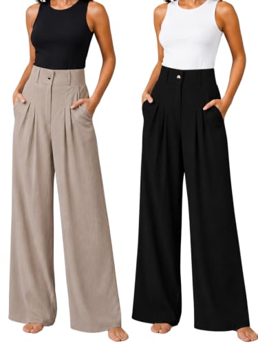 Image of GRECIILOOKS Trousers for Women High Waist | Wide Leg Trousers | Office Wear Pleated Korean Pants for Women's | Elegant Formal Pants