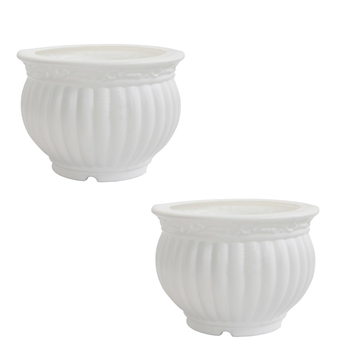 Garden Tales Decorative Round Shape Modern Design Kanha Matki Flower Pot | Fancy Plastic Planter Pot | 5 Inch(12.7cm) Set of 2 | Suitable for Indoor and Outdoor-White (B0CPVPLLMQ) Amazon Price History, Amazon Price Tracker