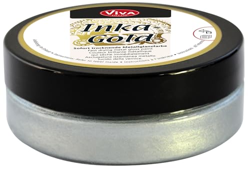 Viva Decor Inka Gold Gilding Wax2.3 oz (Silver) - Easily Applicable Wax-Based Metallic Polishing Paste. Quick-Drying Metal Shine High Gloss Effects for DIY. Decor Paste for Wood Clay & Terracotta