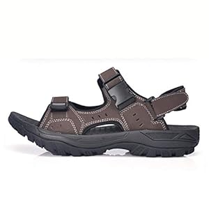 Tanxianlu Zomersandalen voor heren, zwart, klittenband, vlakke strand sandalen, pantoffels voor mannen