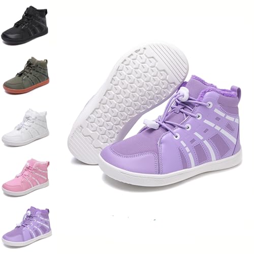 Kids Barefoot Snow Boots for Winter Anti-Slip Minimalist High Top Snow Boots Toddler/Little/Big Kids Wide Toe Box Hiking Boots Zero Drop Sole