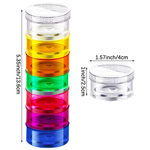 Image of Sieral 2 Set 7 Days Stackable Pill Organizers 7 Compartments Round Pill Boxes Tower Weekly Vitamin Individual Storage Containers Travel Cases with Lids for Medications, Vitamins and Supplements