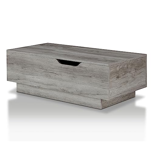 24/7 Shop at Home Kianna 47" Lift Top Coffee Table with Storage, Farmhouse Design with Hidden Compartment, Rectangle Living Room Furniture for Small Spaces, Home Office, Vintage Gray Oak -  FURNX, AMZOK-3015D57