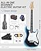 Leo Jaymz Beginner Electric Guitar Complete Kit with Portable Amp, Padded Gig Bag & Full Accessories, Maple Neck SSS Pickups (Blue-Black Fade)