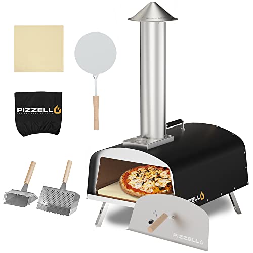 PIZZELLO Outdoor Pizza Oven 13 Inch Wood Fired Pizza Ovens for Outside, Portable Pizza Ovenwith Pizza Stone, Pizza Peel, Travel Bag