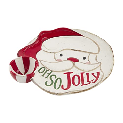 Mud Pie Farmhouse Christmas Integral Chip Dip, White/Red, 15.25