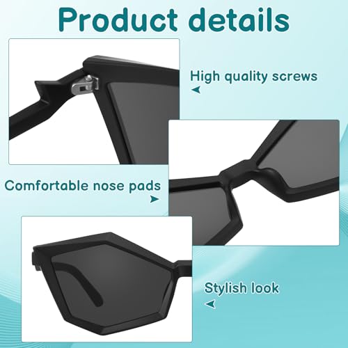4 Pack Y2K Sunglasses for Women Men,Trendy Polygon Glasses UV400 Protection Cat Eye Sunglasses Fashion Sport Shades for Cycling Shopping Outdoor3