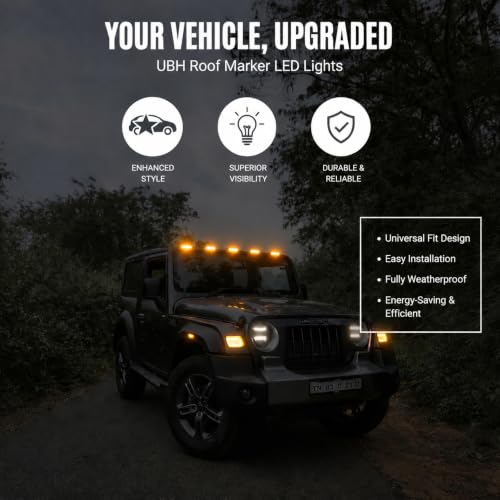 Image of UBH Roof Marker LED Lights For Cars, Trucks, Or Suv 4 X 4 Thar (UFO) (UFO 5 AMBER)