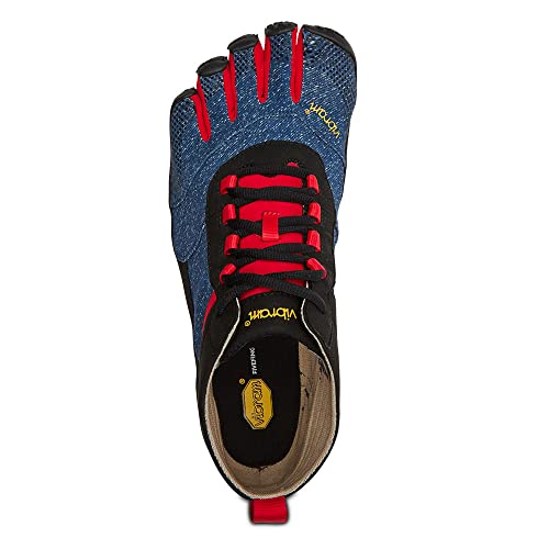 Vibram Tênis masculino FiveFingers V-Trek Trail para trilha, Denim/vermelho, 14-15