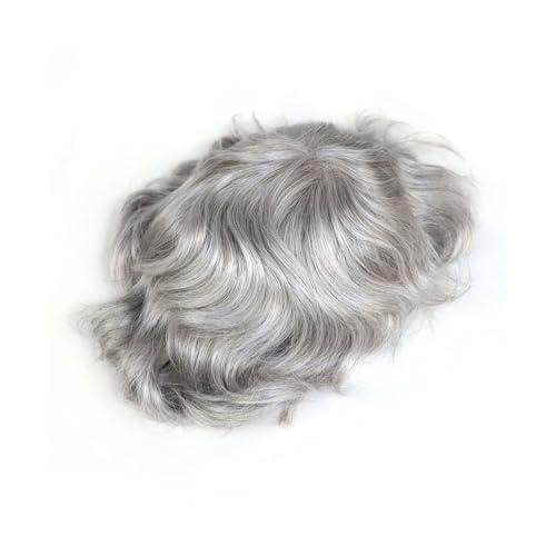 Peluquín de cabello humano ondulado for hombre, 8' x 10' mono fino con NPU alrededor, n.° 580 Cómodo