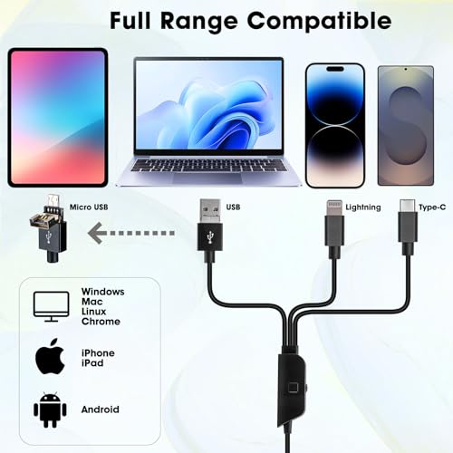 Image of Full HD 1080P USB Digital Microscope Camera for iPhone iPad Android PC, 50-1000X High Definition Portable Handheld Microscope with Light for Coin Plants Trichome Soldering Skin Scalp