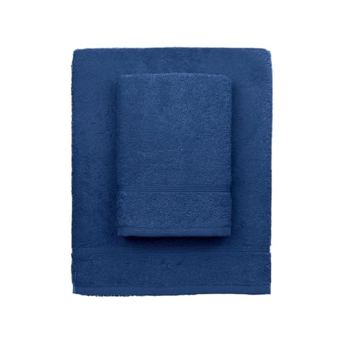 zer0bed, Serviettes de Bain Bleues, Ensemble 2 Serviettes de Bain, Serviette de Visage, Serviette...
