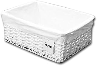 Arpan Large White Wicker Storage Basket with Removable Lining - Special Xmas Gift Hamper