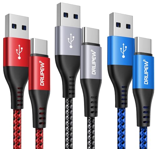 USB C Cable(1M 3-Pack) USB to USB C Fast Charger Cable Nylon Braided 3A Fast Charging Type C Lead Compatible with iphone 15 16 Pro Max Samsung Galaxy S22+ S21 S20 Ultra S10 S9 A20e A21s Moto G7