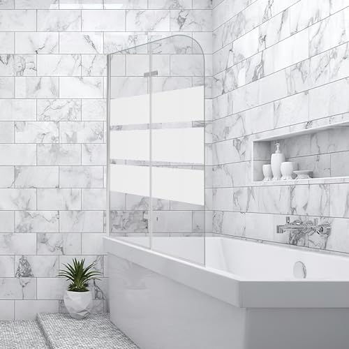 Vigevee Duschwand für badewanne, 100x140cm, Faltbare 2 teilige Glas...