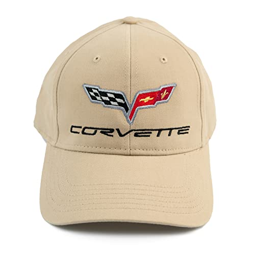 HEM HIGH-END MOTORSPORTS Cap for C6 Corvette, Grey/Black/Pink/Tan Hat with Embroided Flag Logos (Tan)
