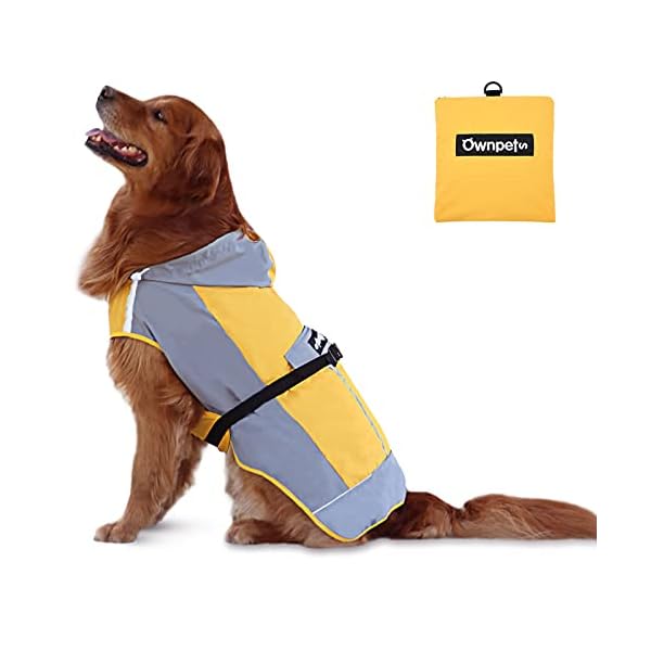 Ownpets Dog Raincoat with Adjustable Belly Strap and Leash Hole – Hoodie with Reflective Strip – Waterproof Slicker -XL Ownpets Dog Raincoat with Adjustable Belly Strap and Leash Hole – Hoodie with Reflective Strip – Waterproof Slicker -XL