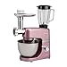 Cookplus Promix Ef802 Küchenmaschine Pink, Rostfreier Schneebesen Essensmühlenaufsatz Krugmixer-Aufsatz, 4,3 Liter Edelstahl-Schneebesen, 1000 W, Teigknethaken und Mischkopf
