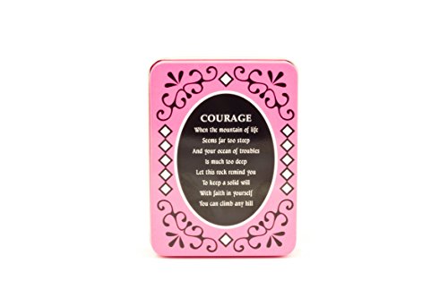 Made Easy Kit Decorative Forever Gift Metal Tin Box with Stones of Sentiment and Unique Theme Poem Choice of Friendship, Happiness, Strength, Love, Dream, Hope, Courage (Courage) - Thumbnail 2