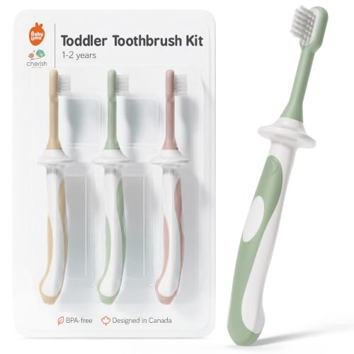 Cherish Baby Care Juego de Cepillo de Dientes para Niños (3 Unidades)   Cepillo Bebe Libre BPA y Testeado en Cuanto a Seguridad, Diseñado Por un Dentista Pediátrico, Cepillo de Dientes Bebe 1 2 Años