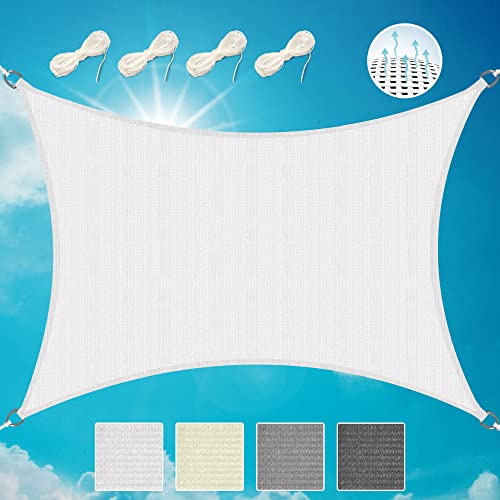 Sol Royal Sonnensegel rechteckig 2x3m Wasserdurchlässig HDPE Atmungsaktiver Balkon Terrasse Segeltuch UV Sonnenschutz Segel Garten Pool Camping Weiß – Shade Sails HS9