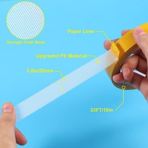 0.8inch x33ft Double Sided Tape, Multifunctional Double Sided Tape Heavy Duty Super Sticky Double Sided Mounting Tape with Fiberglass Mesh for Home Office School