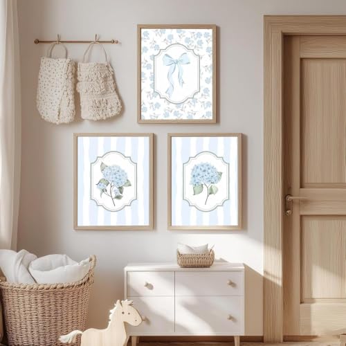 Impression hortensia bleu triptyque mural fleurs pour salon - 3