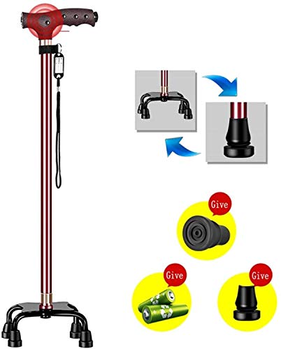 Alter Mann Gehstock - Vierfuß versenkbare Gehstock - alte Gottesanbeterin - Aluminiumlegierung Lampe Anti-Rutsch-Gehstock (Color : B, Size :