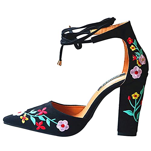 Hee grand Women's Heels Closed Toe Ankle Strap Chunky Block High Heel Sandals Dress Evening Party Platform Pump Shoes