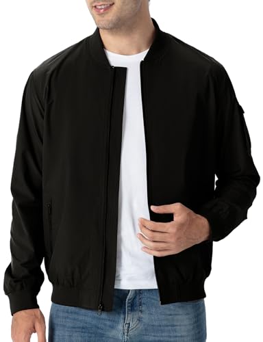 TBMPOY Jaqueta bomber masculina leve, corta-vento leve, casual, elegante, outono, golfe, vestido uni