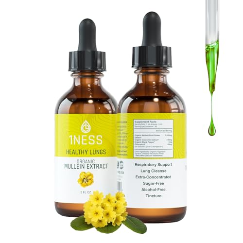 TRUE1NESS Mullein Complete Liquid Drops with Chlorophyll | Super-Concentrated | Organic & Non-GMO | Better Lungs, Detox & Immune Boost (2 fl oz)