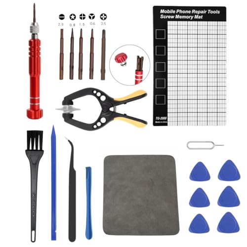 MEEFIX Repair Tool Kit for iPhone 11/12/13/14/15/16/17 Series with Suction Pliers & Magnetic Screw Mat, Precision 5-Piece S2 Steel Bit Set, ESD-Safe Spudgers and Picks for Screen & Battery Repair