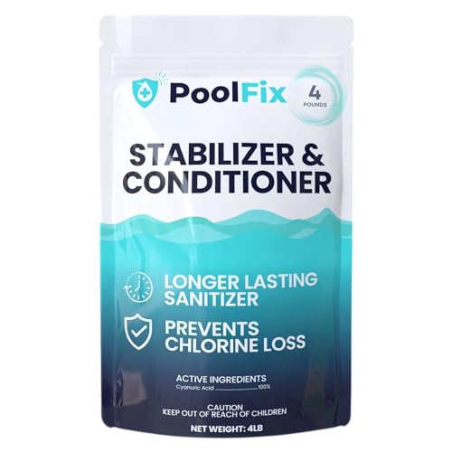 PoolFix Stabilizer & Conditioner - 4lb Resealable Bag | Cyanuric Acid for Pool Water Balance, Increase Chlorine Efficiency | Long-Lasting Chlorine Stabilizer
