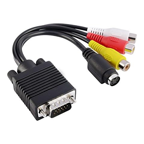 Insten VGA SVGA to S-Video 3 RCA TV AV Converter Cable Adapter - for Video Card supports TV output through VGA Port Cover