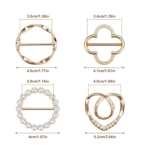 Image of 4PCS Scarf Ring Clip Scarf Rings for Women Button Covers for Women Blouses Shirt Tightener Clip Cinch Pin Clothes Jewelry
