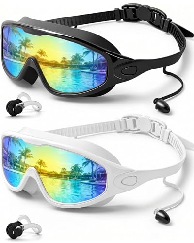 Rantizon Swim Goggles 2 Pack, Anti-Fog & UV, No Leak