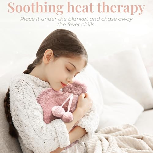 Image of Heart Shape Hot Water Bottle with Soft Cover 1000ml | Durable Hot Bags for Pain Relief Menstrual,Period Cramps | Ideal for Back & Neck Pain Relief - for Women, Seniors & Kids,1litres,(pink)